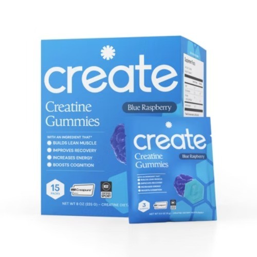 Create Wellness Creatine Monohydrate Gummies Blue Raspberry 45ct 15ct NSF