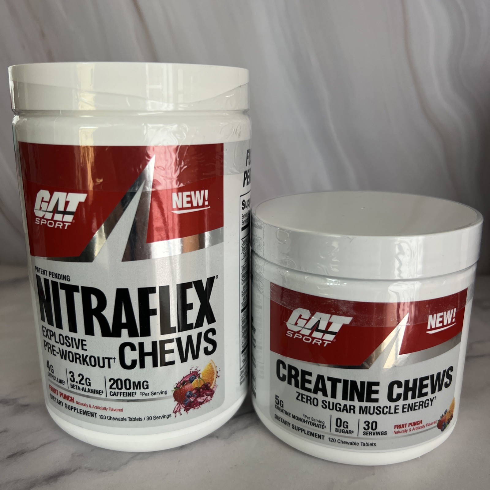 GAT Sport Nitraflex Advanced Pre-Workout Fruit Punch + Creatine Chews30 Servings