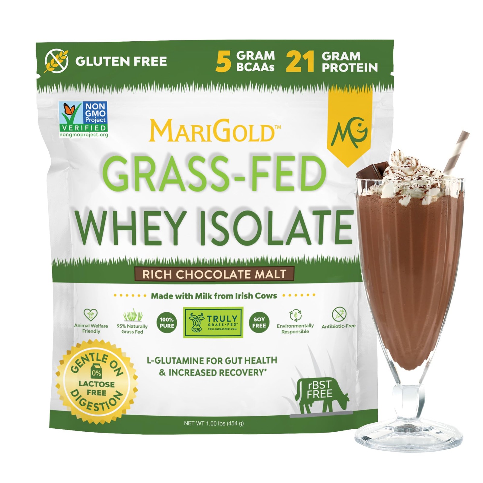 Grass-fed Whey Protein Isolate Powder – Rich Chocolate Malt Flavor – 1 Lb | 1…
