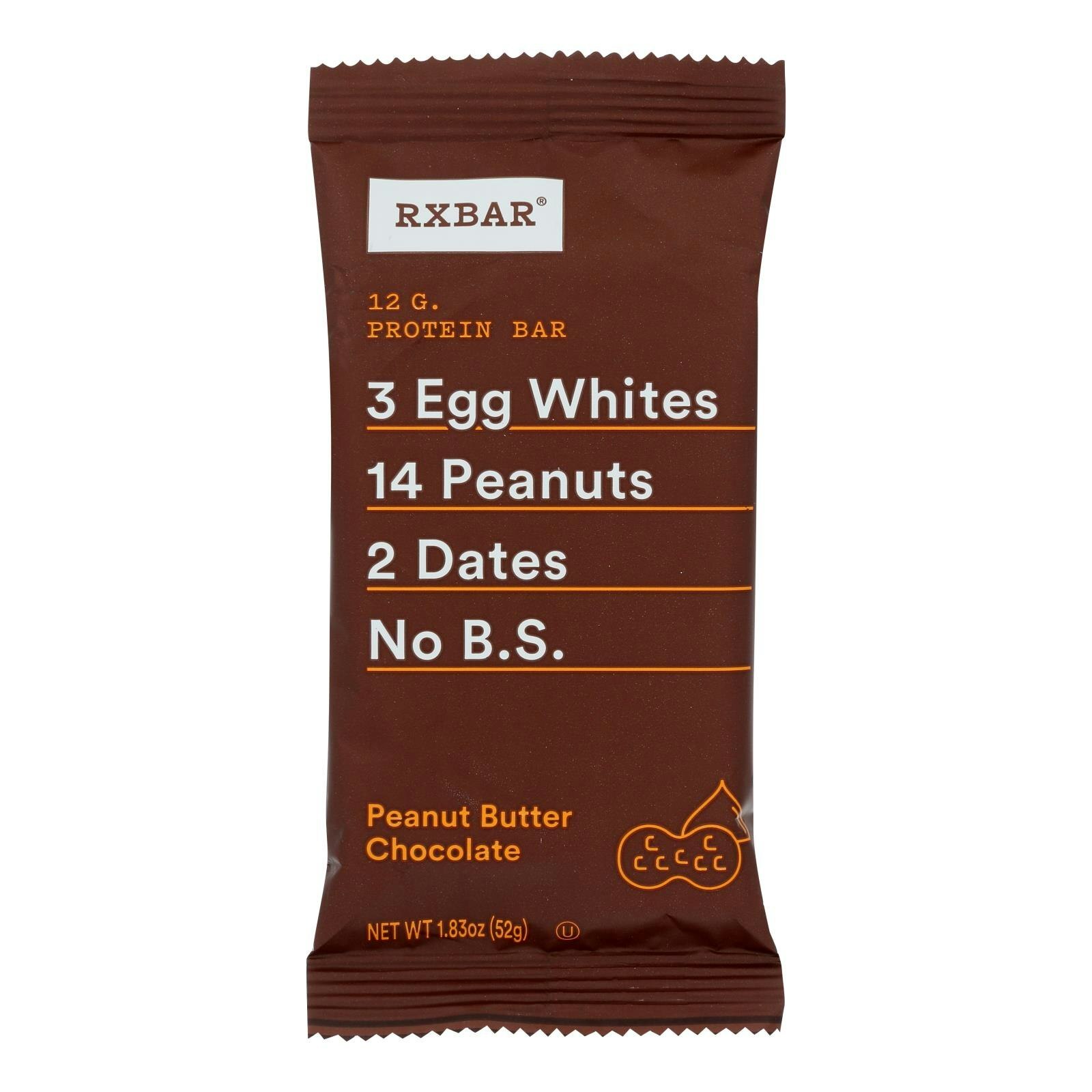 RXBAR Protein Bar 12g Protein Peanut Butter Chocolate – 1.83 oz (Pack of 12)