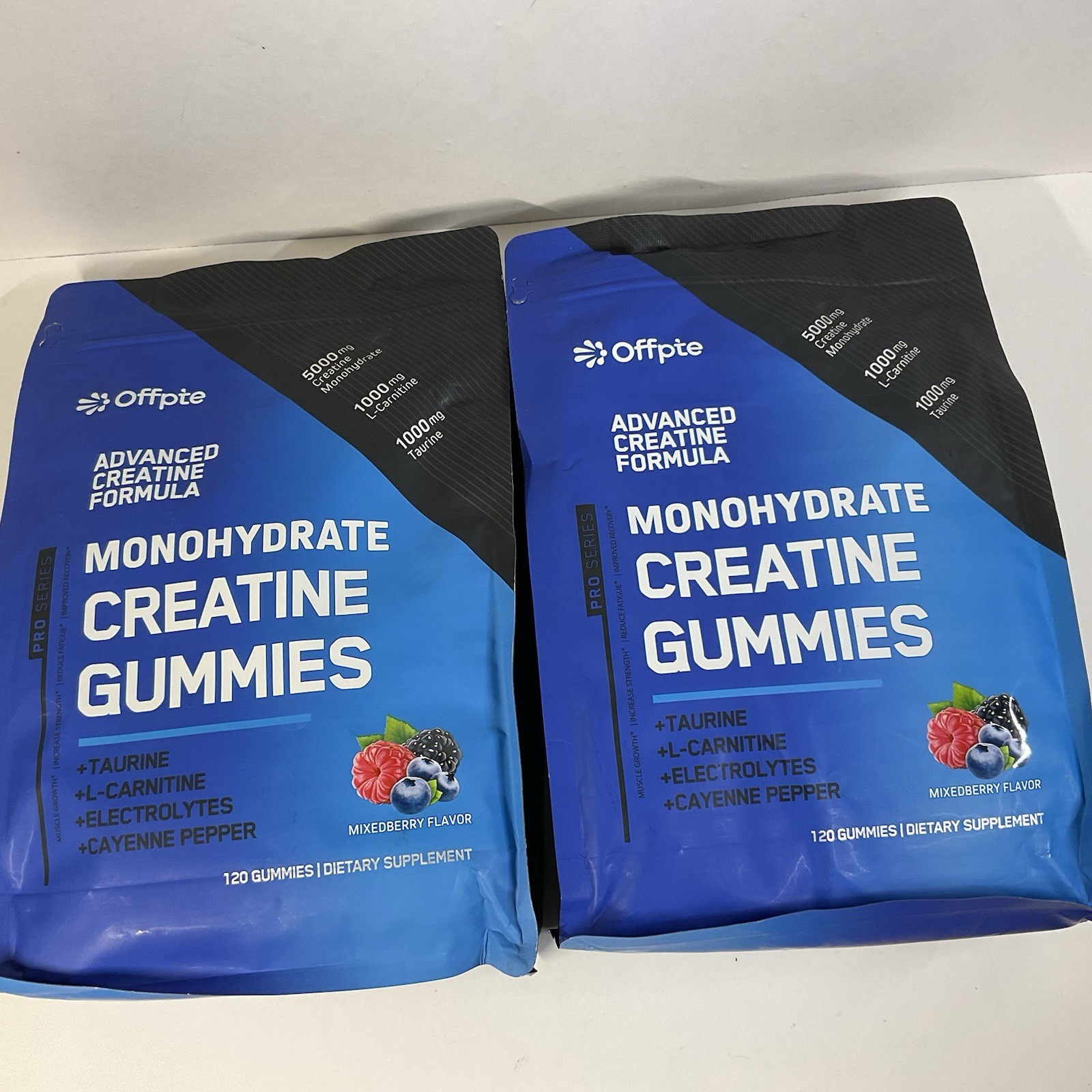 Lot of 2 Offpte Creatine Monohydrate Gummies 5000mg Sugar-Free Mixed Berry 120Ct