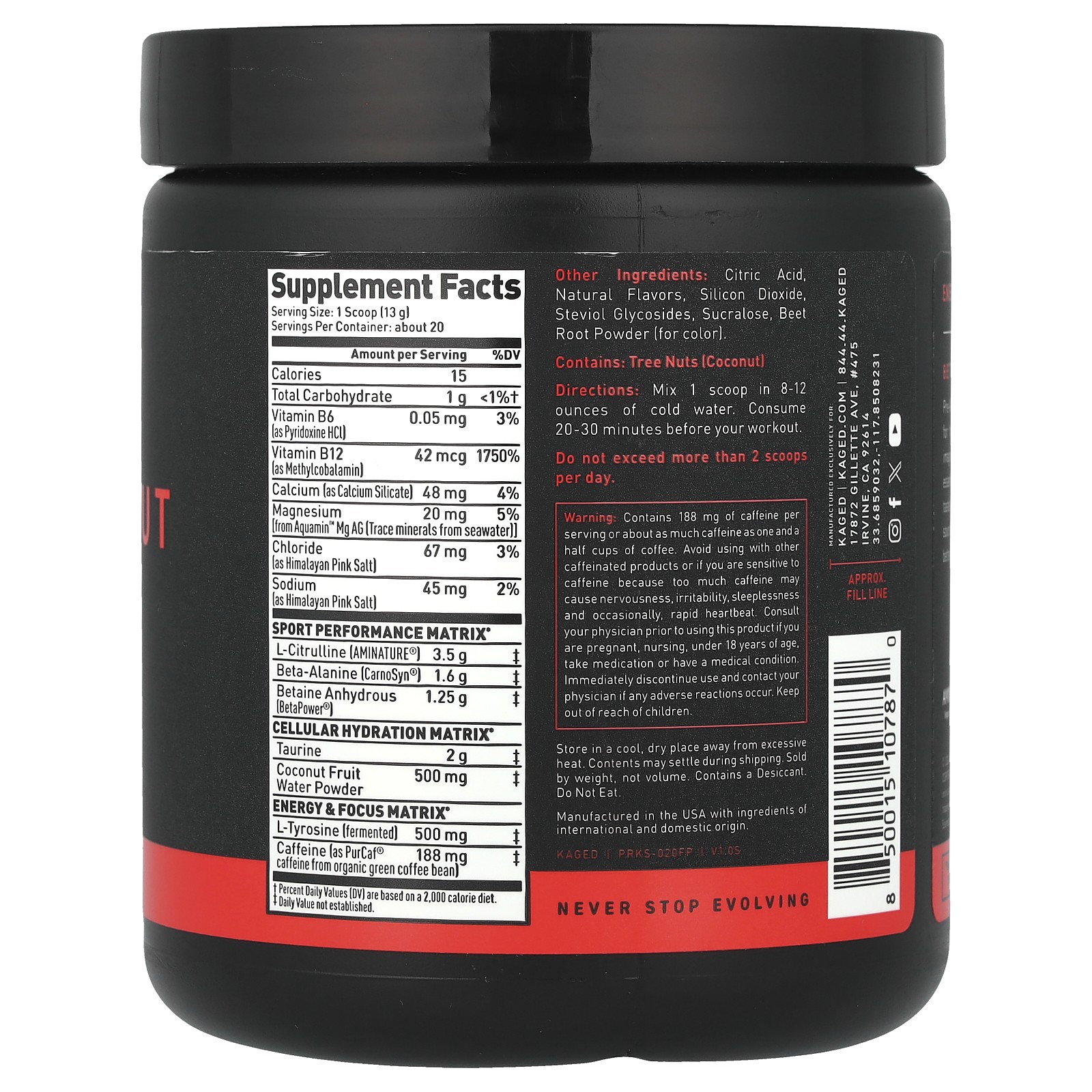 PRE-KAGED, Sport, Pre-Workout, Fruit Punch, 9.59 oz (272 g)