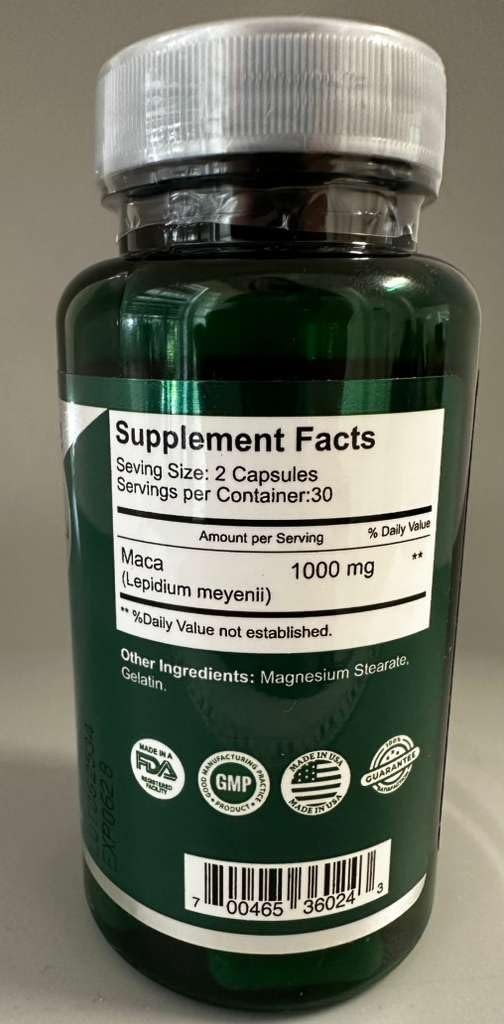 Maca Capsules Original Pill Shape Buttocks Bigger 60 Count (Pack of 1), Green