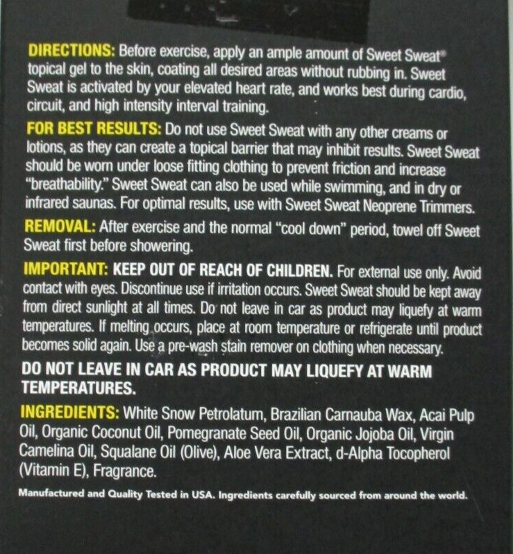 Sports Research Sweet Sweat Workout Enhancer Gel – 20 travel pkts – 15g ea – NEW