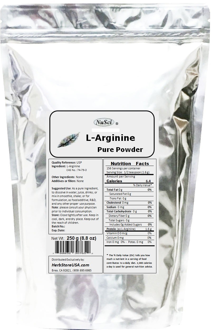 NuSci L-Arginine Pure Powder 1.0 lb (454g) energy Free shipping