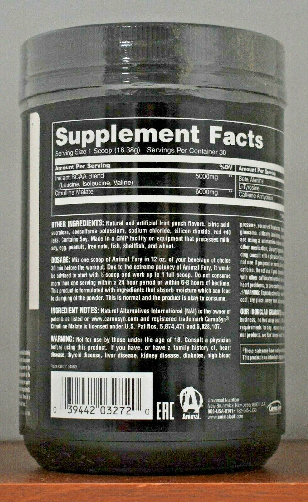 Universal Nutrition Animal Fury Pre-workout Stack 30 Servings Choose Flavor