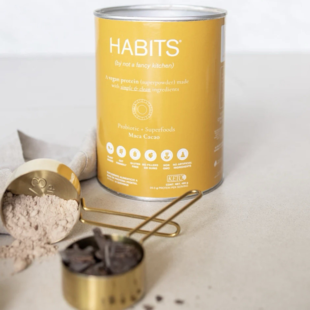 Habits Vegan Protein Powder Probiotic Maca Cacao 488g Plant Based