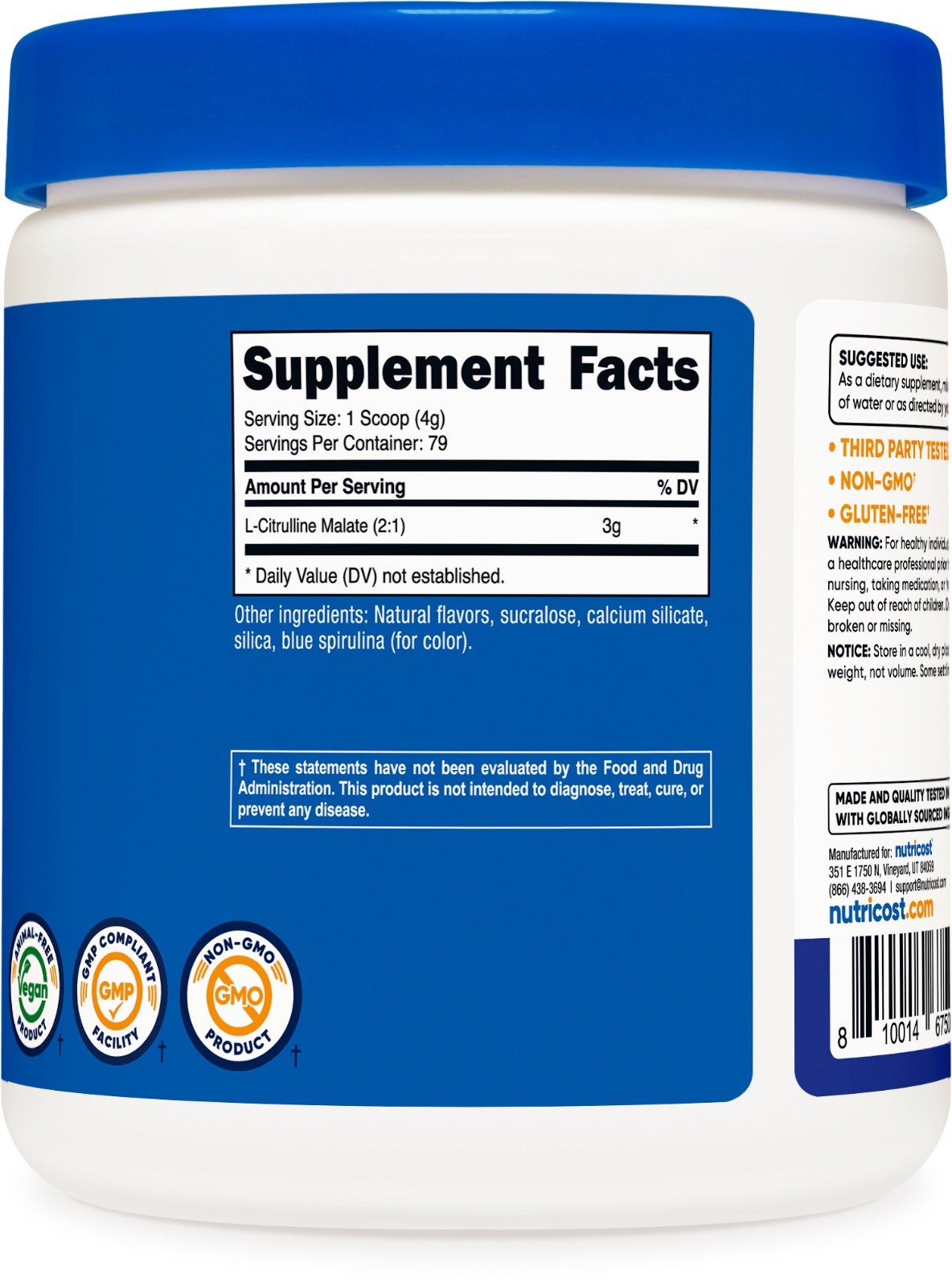 Nutricost L-Citrulline Malate 2:1 Powder (300G) (Blue Raspberry)