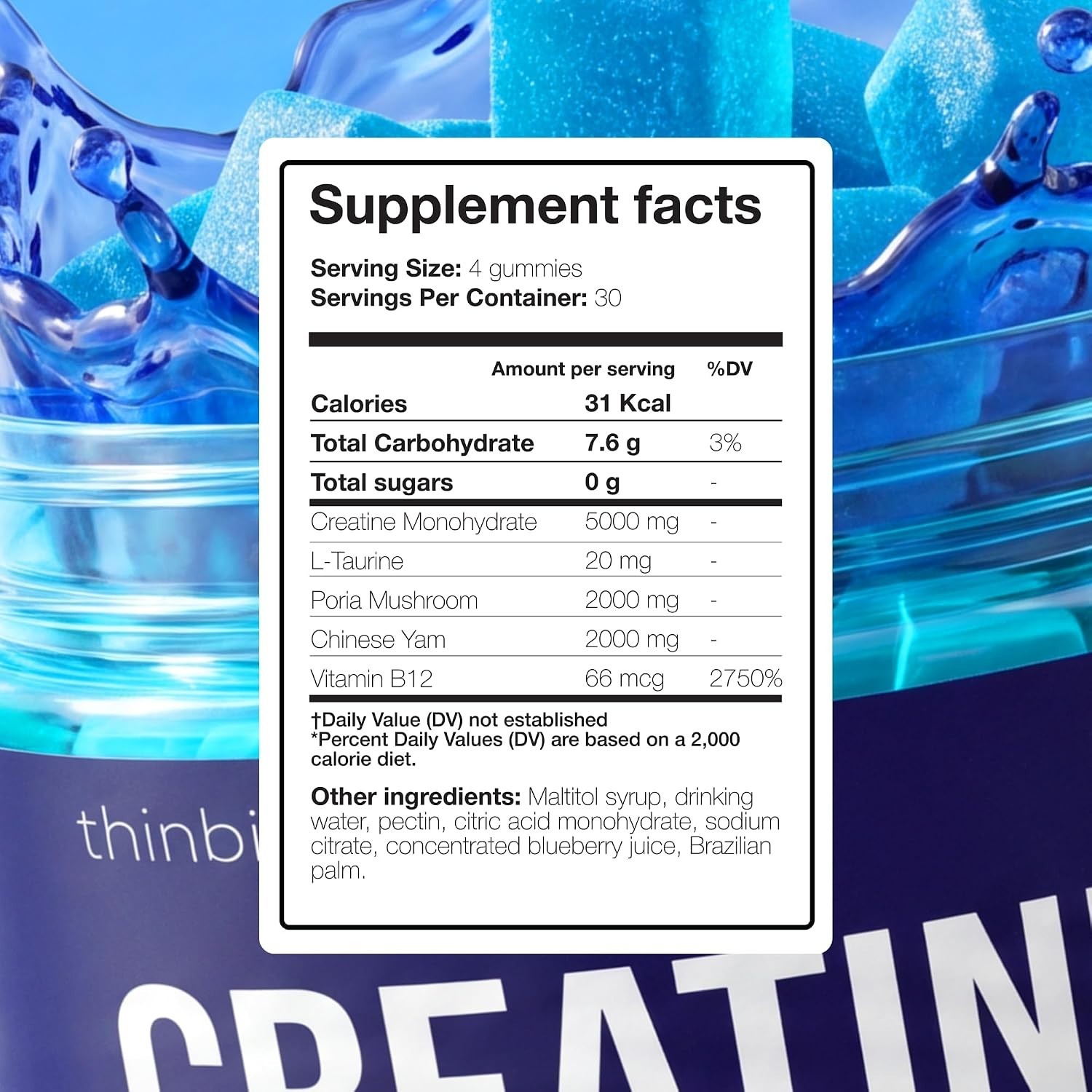 Blueberry Creatine Gummies 5 in 1 Formula for Muscle Recovery Strength Endurance