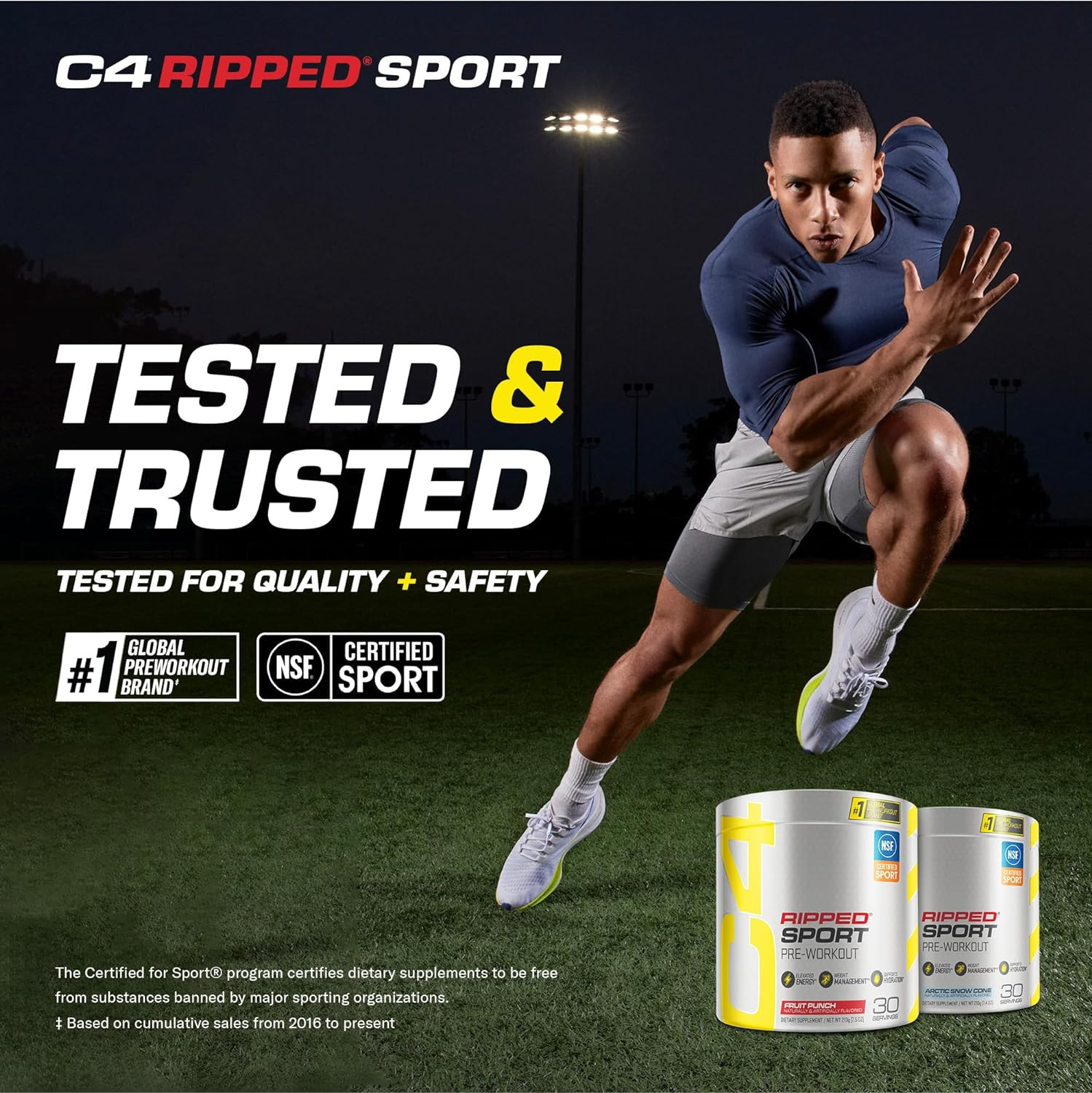 Ripped Sport Pre Workout Powder Fruit Punch – NSF Certified for Sport + Zero Sug