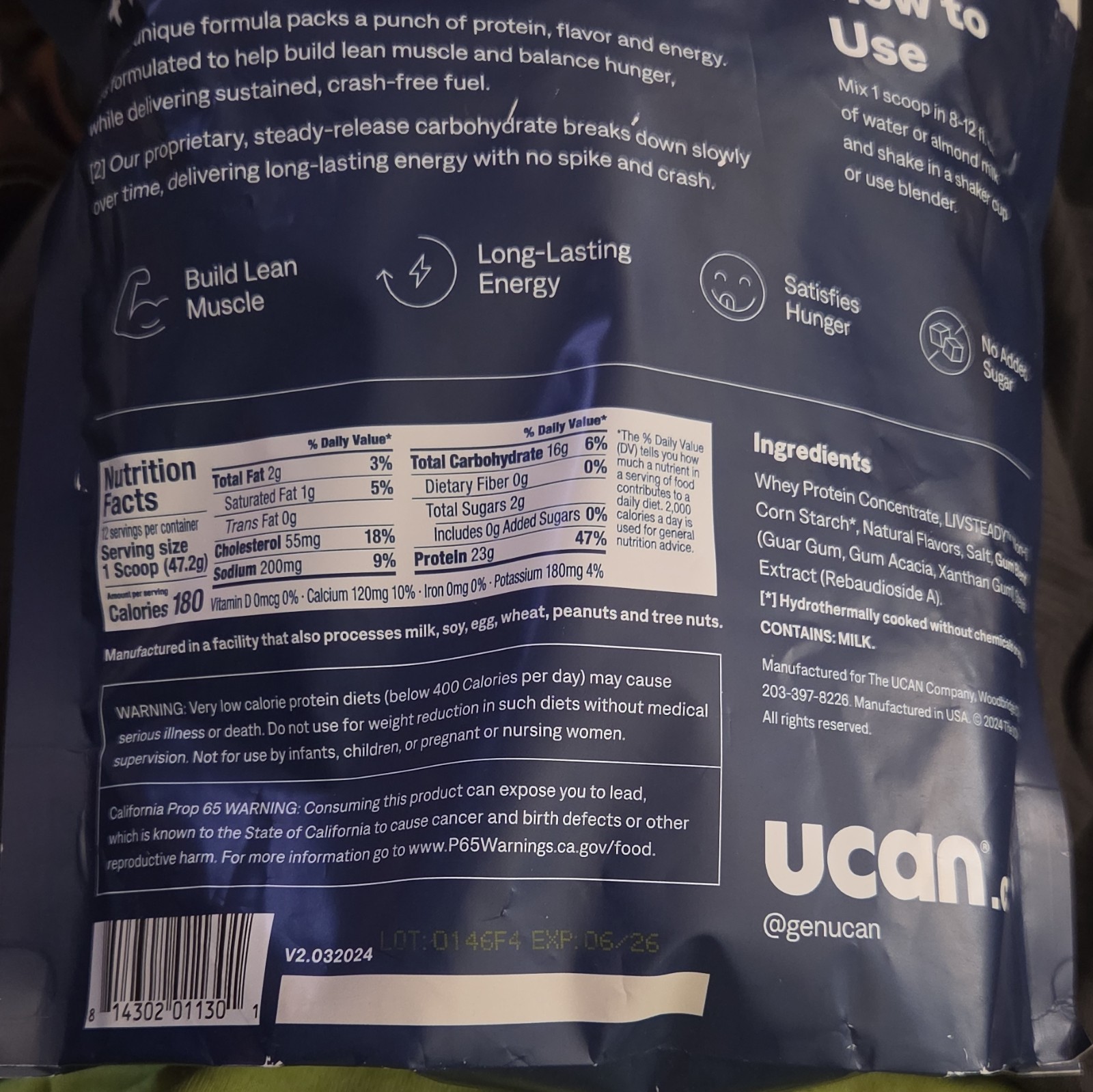 UCAN Whey Protein Powder + Sustained Energy No Added Sugar Cookies & Cream