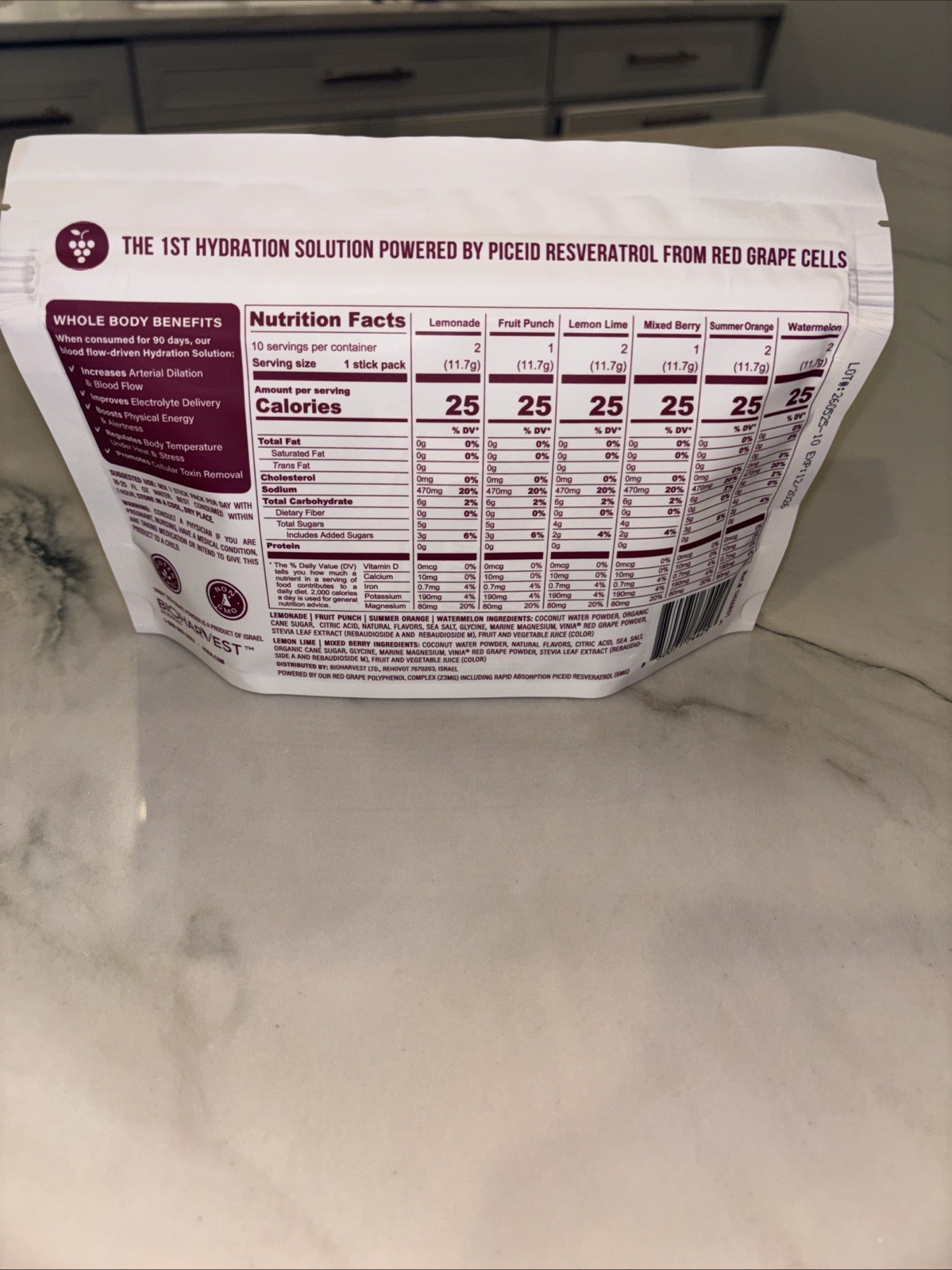 VINIA Resveratrol Electrolyte Hydration Powder Mix | Boost Blood 10 Sticks