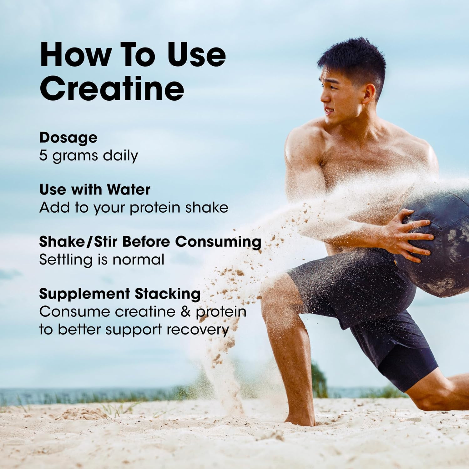 Creatine, Micronized Creatine Monohydrate Powder, Supports Strength & Recovery,