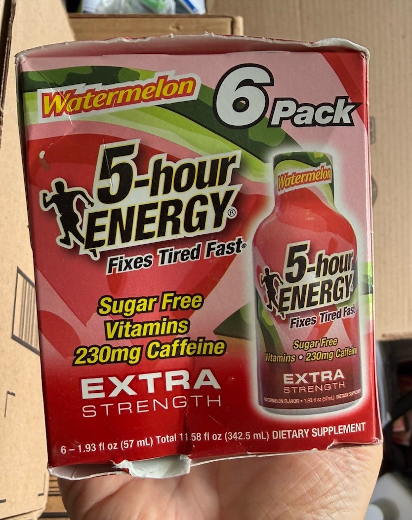 6 Pack Of Watermelon Flavor Extra Strength 5-hour ENERGY Shots Exp 01/2027