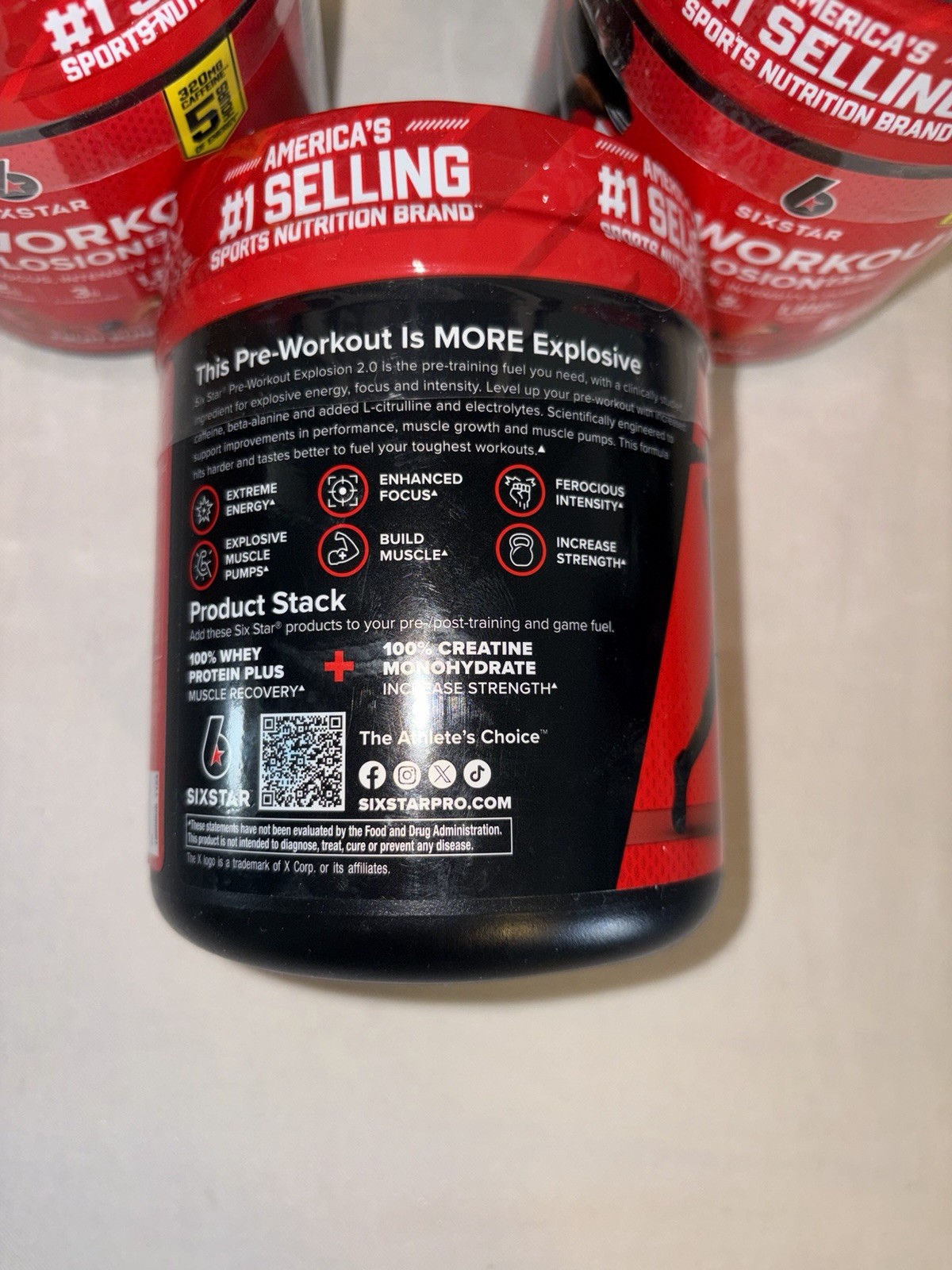 Six Star pre workout explosion 2.0 Lot Of 3 Jars Fruit Punch 9.52oz Per Ex 10/27