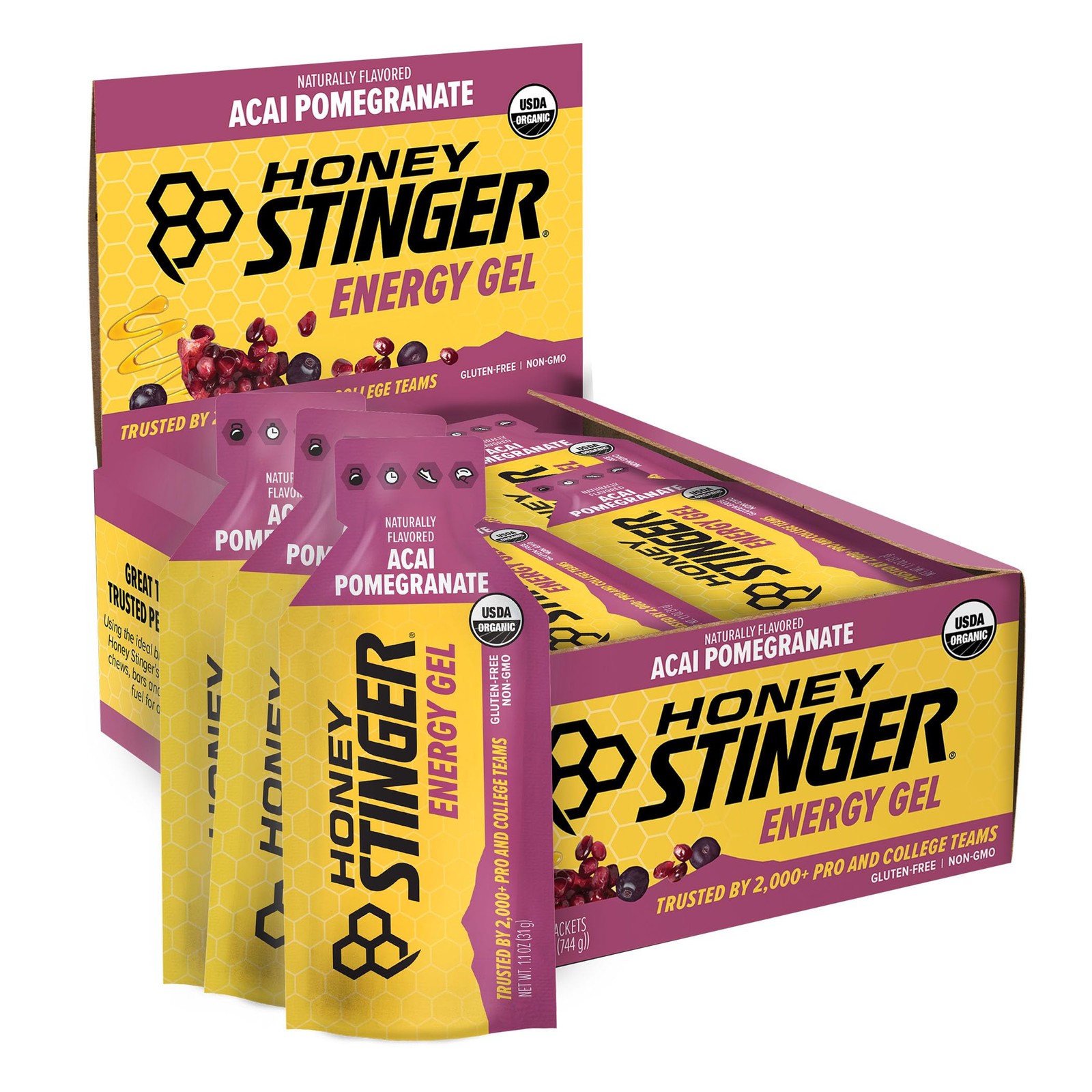 Honey Stinger Organic Acai Pomegranate 1.1 Ounce (Pack of 24), Multicolor