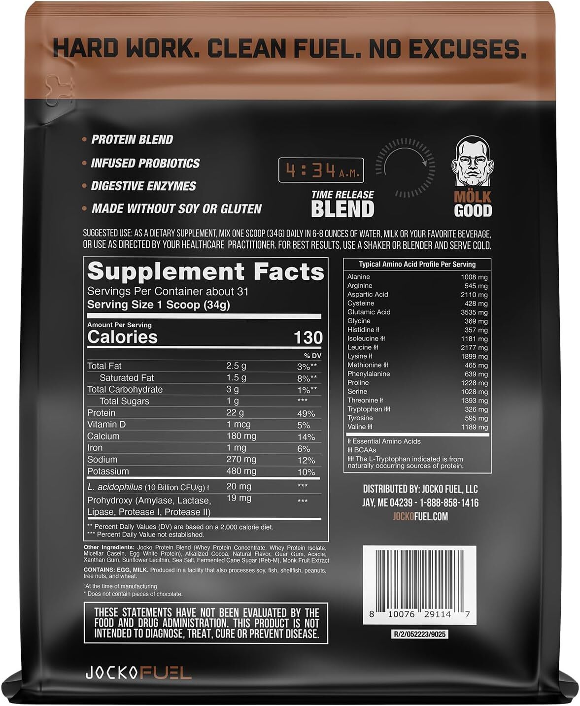 Jocko MOLK Whey Casein Protein Blend Powder 22g Protein 2lb Bags Pick Flavor New