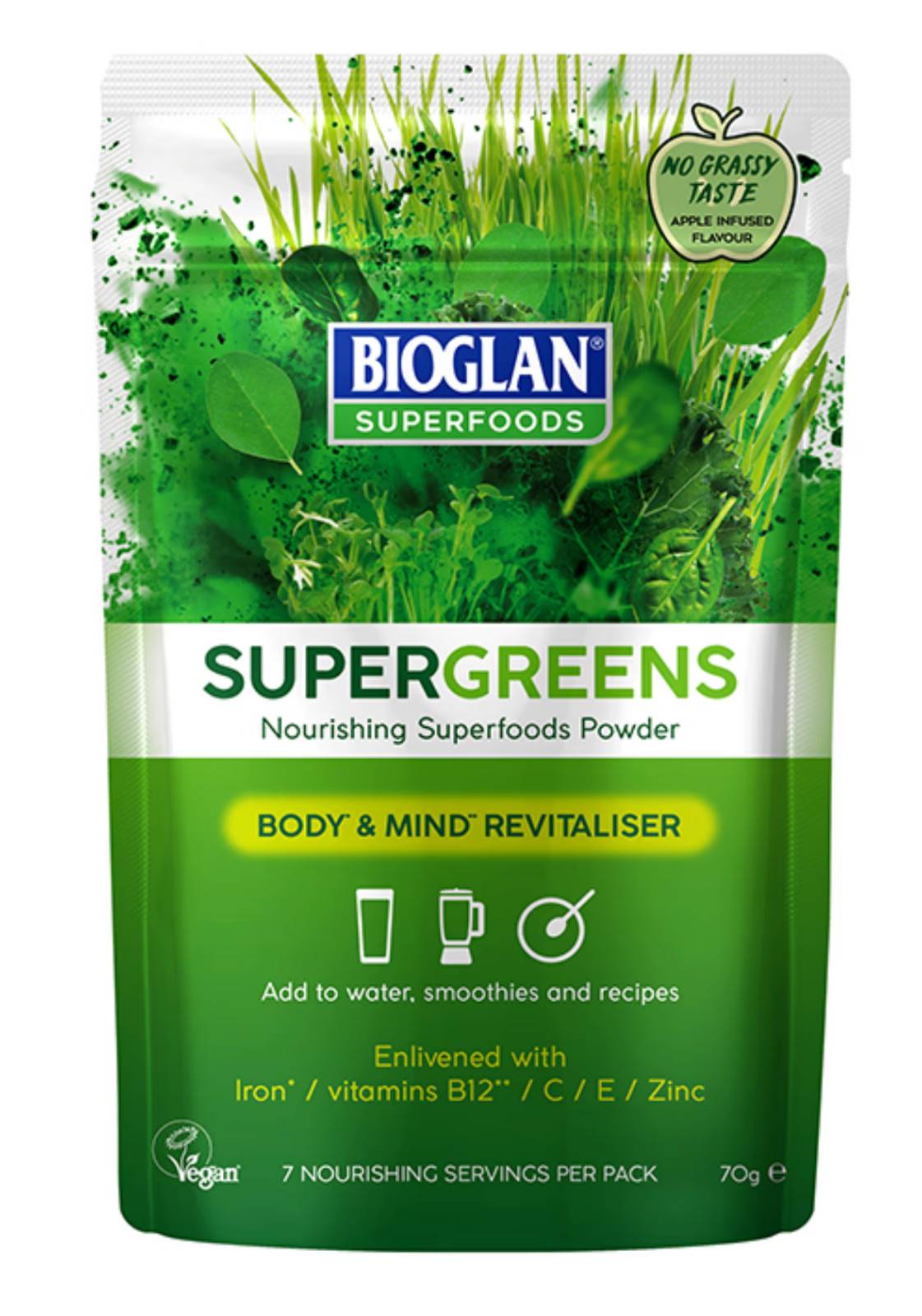 Bioglan Superfoods SUPERGREENS Greens Revitaliser Powder 70g