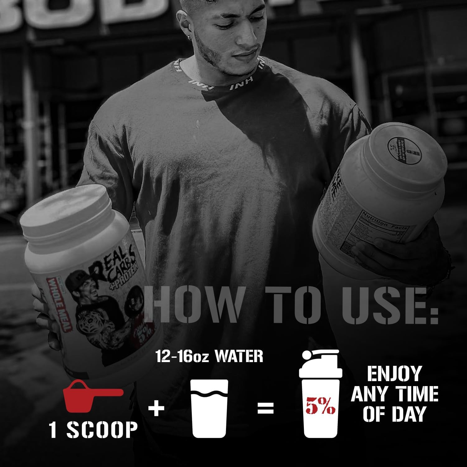 Rich Piana Real Carbs + Protein | Clean Mass Gainer Meal Replacement Protein Pow