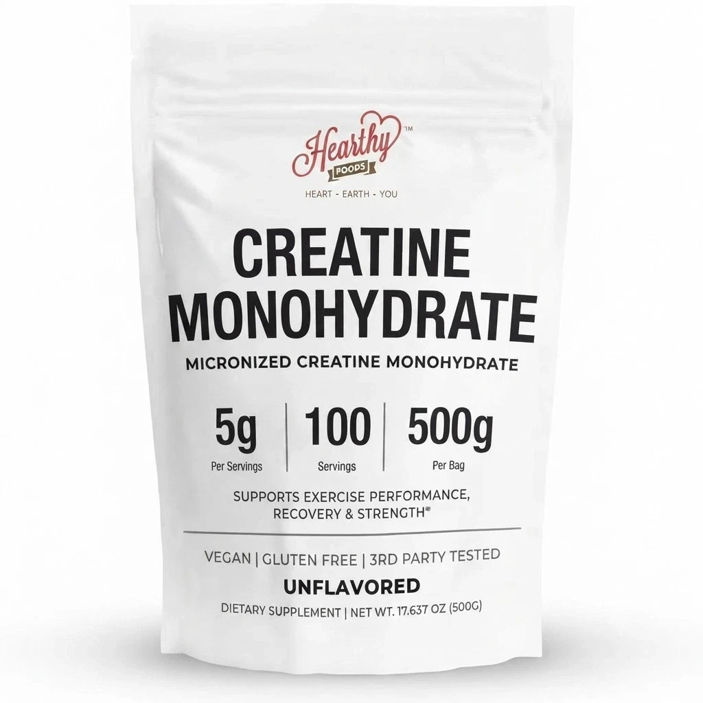 HEARTHY FOODS Creatine Monohydrate Micronized Powder 500G – 100 Servings, 5000mg