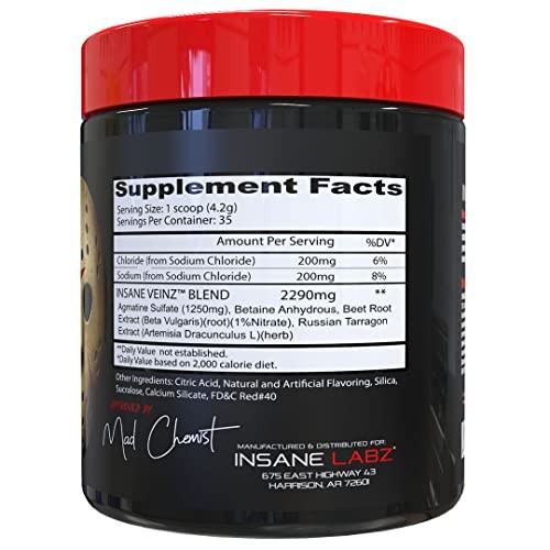 Psychotic Pre Workout Insane Veinz Fruit Punch 35 servings 5.2 ounces