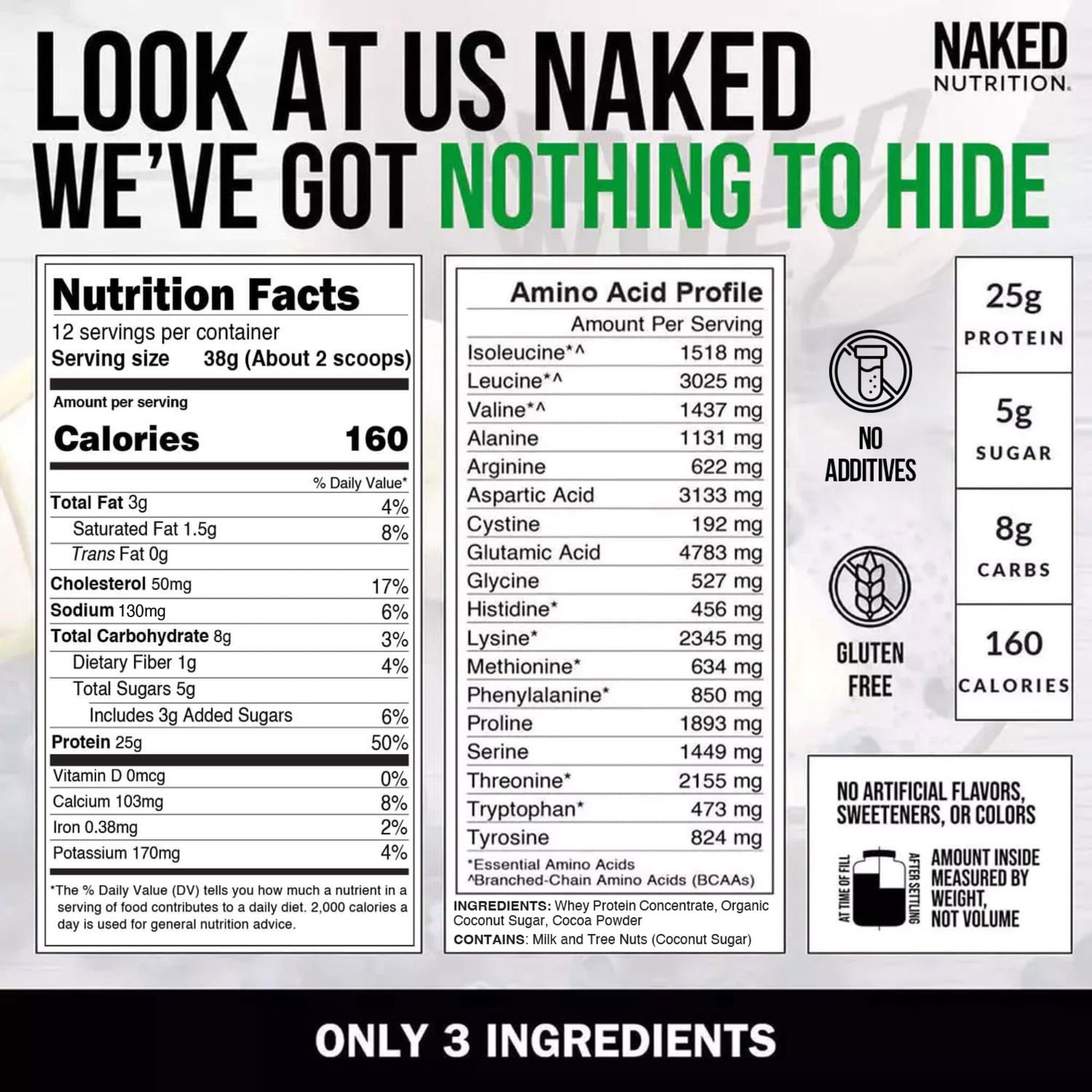 NAKED Chocolate Whey 1LB – All Natural Grass Fed 1 Pound (Pack of 1)