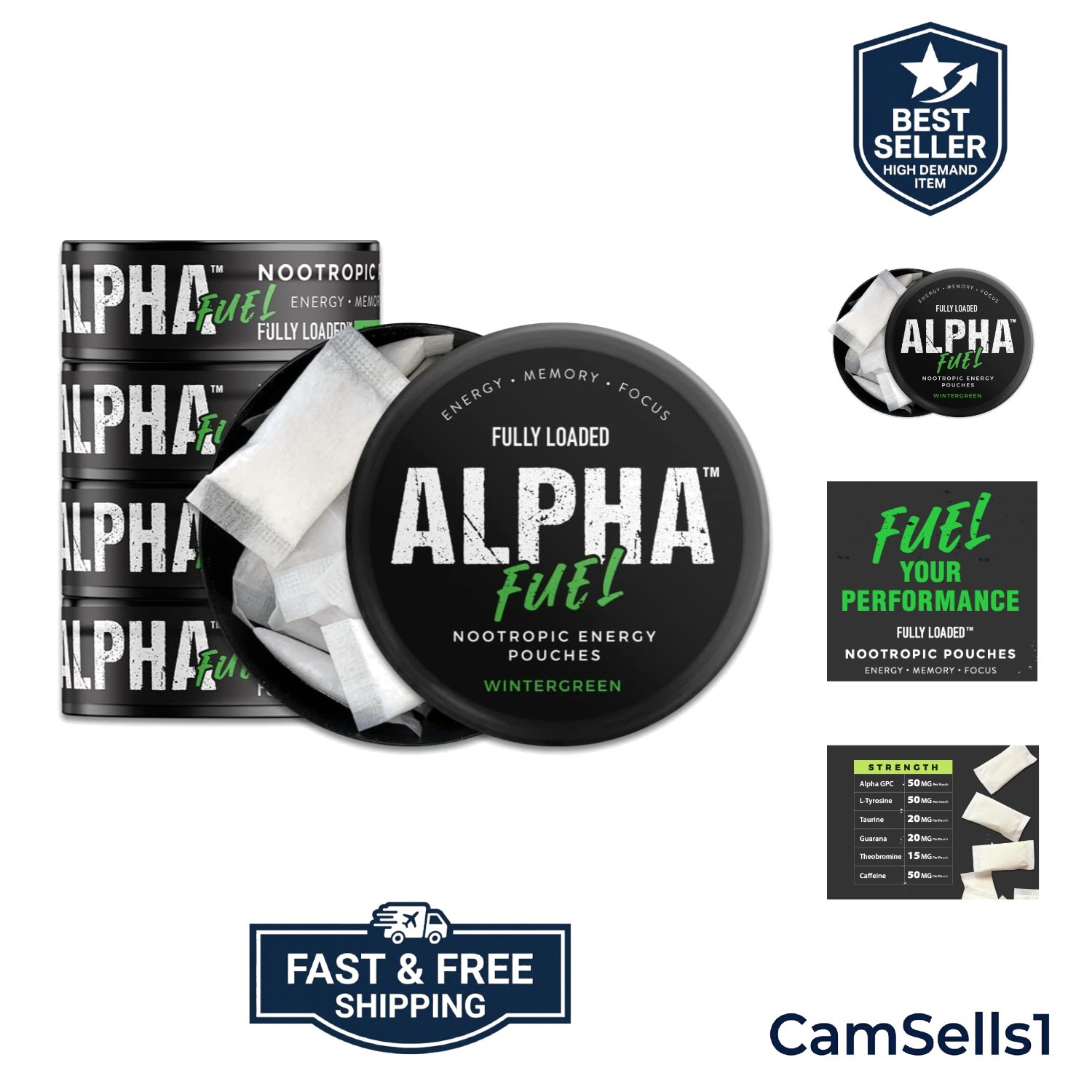 Fully Loaded Alpha Fuel Nootropic Pouches Wintergreen Fuel – Nootropic Energy…