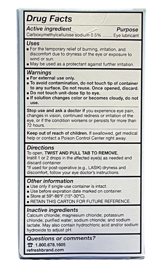 Refresh Plus Lubricant Eye Drops 100 Single-Use. EXP:08/24