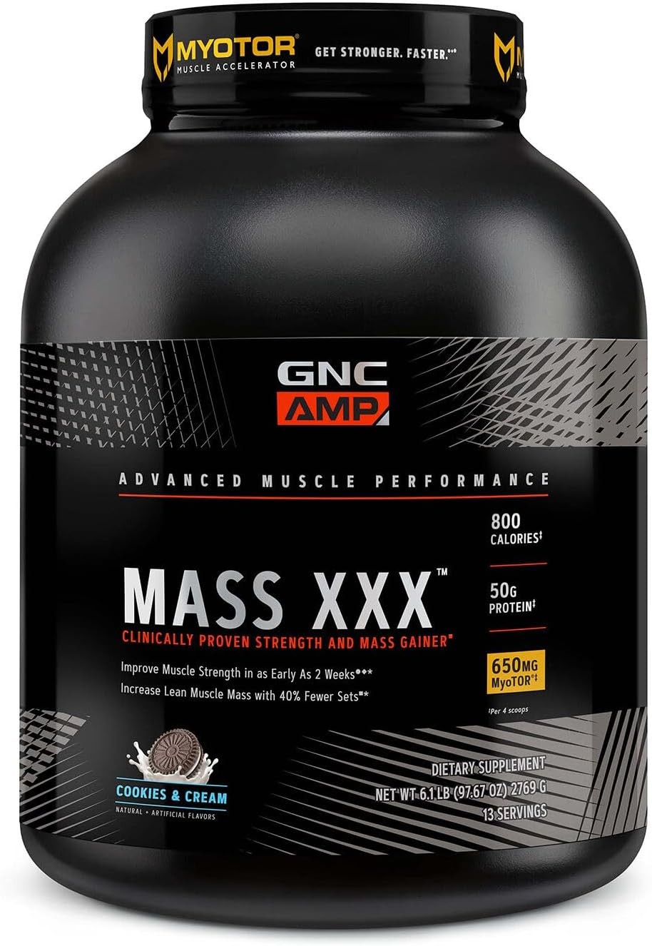 GNC AMP Mass XXX, Clinically Proven Weight Gainer Protein Powder, Improves Stren