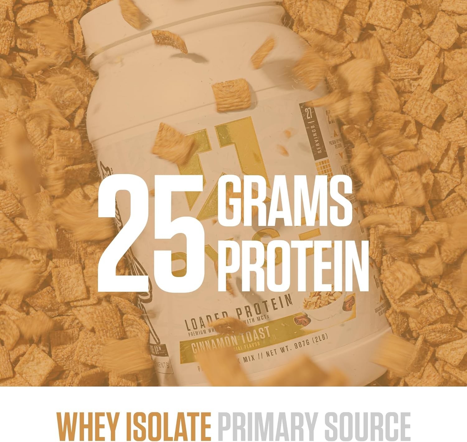 Whey Protein Powder Cinnamon Toast 25g Isolate Concentrate Prebiotic Fiber MCT