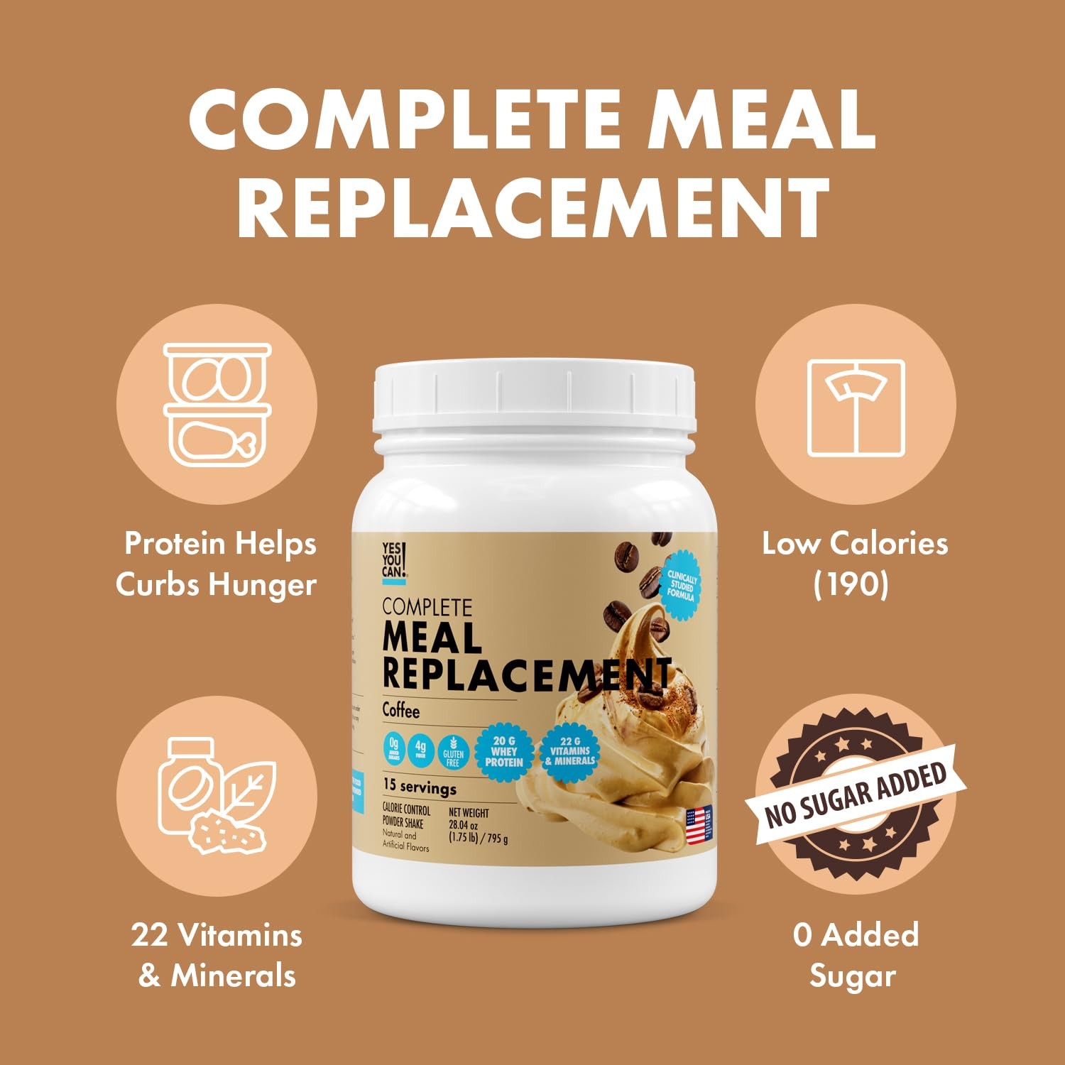 Yes You Can! Yes You Can Meal Replacement Shake – 20G Protein 4G Fiber 21