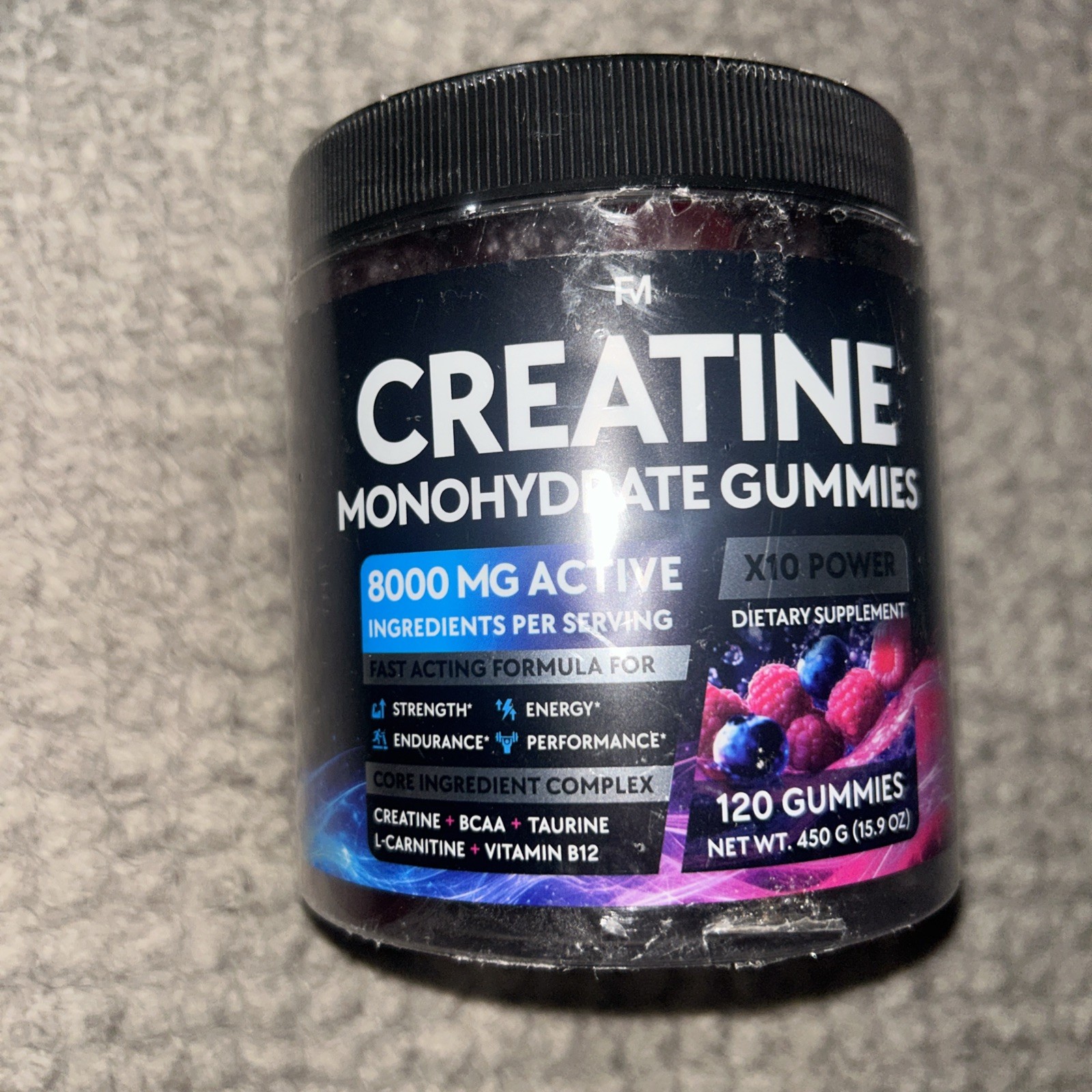 Creatine Monohydrate Gummies 120 ct – 5g Creatine + BCAA Taurine B12 Vegan