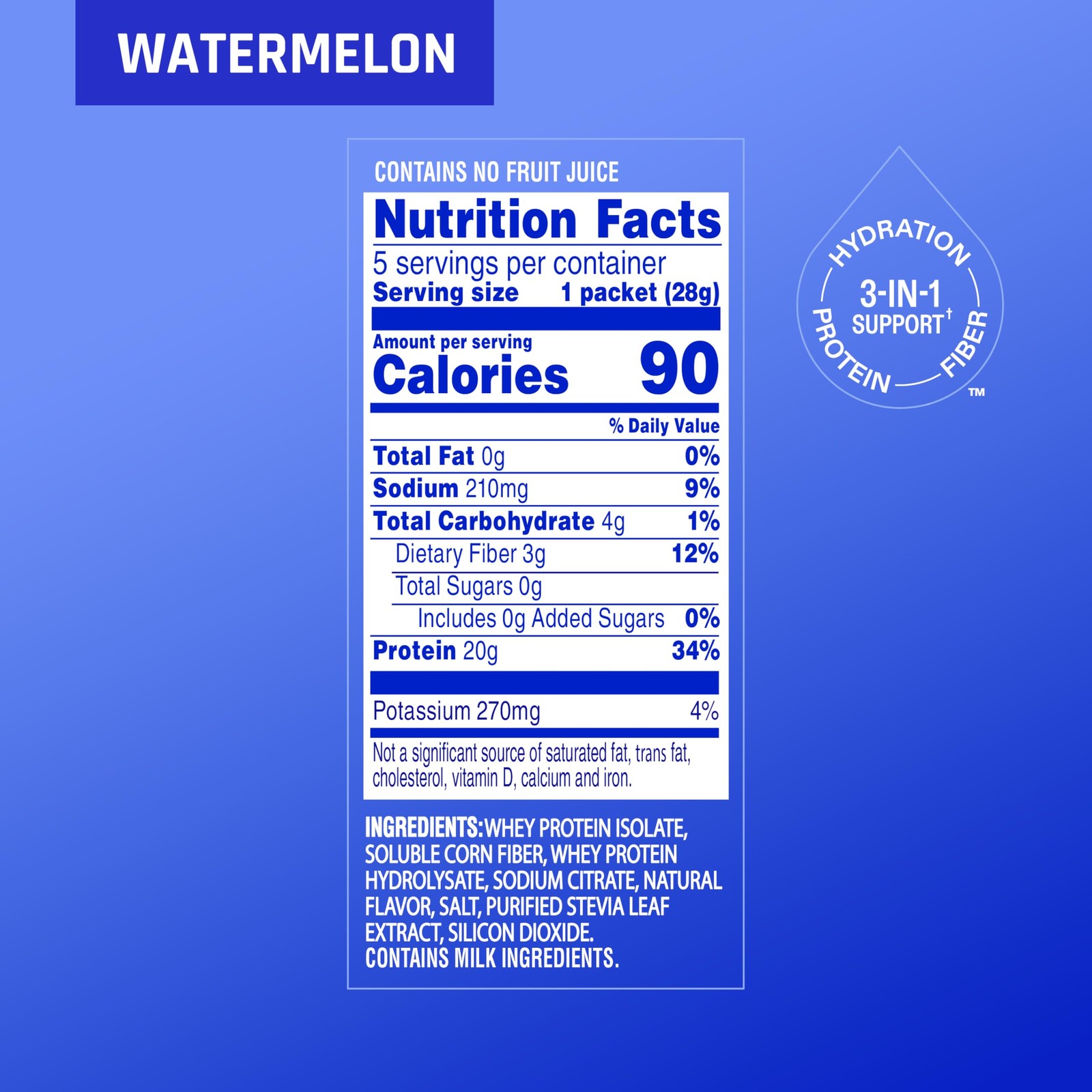 Propel Hydration Clear Protein Powder, Watermelon, 0.99 Ounce (Pack of 5)