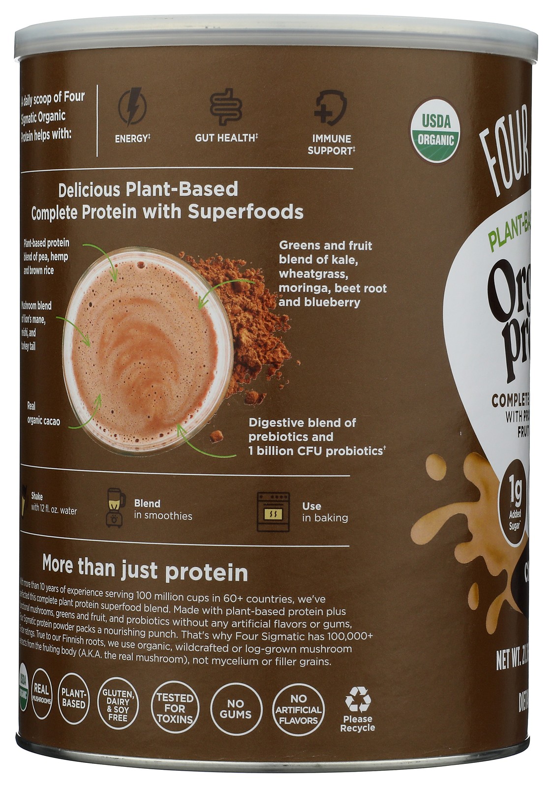 Four Sigmatic Chocolate Organic Protein Powder Plant-Based 21.16 Oz 1 Pack