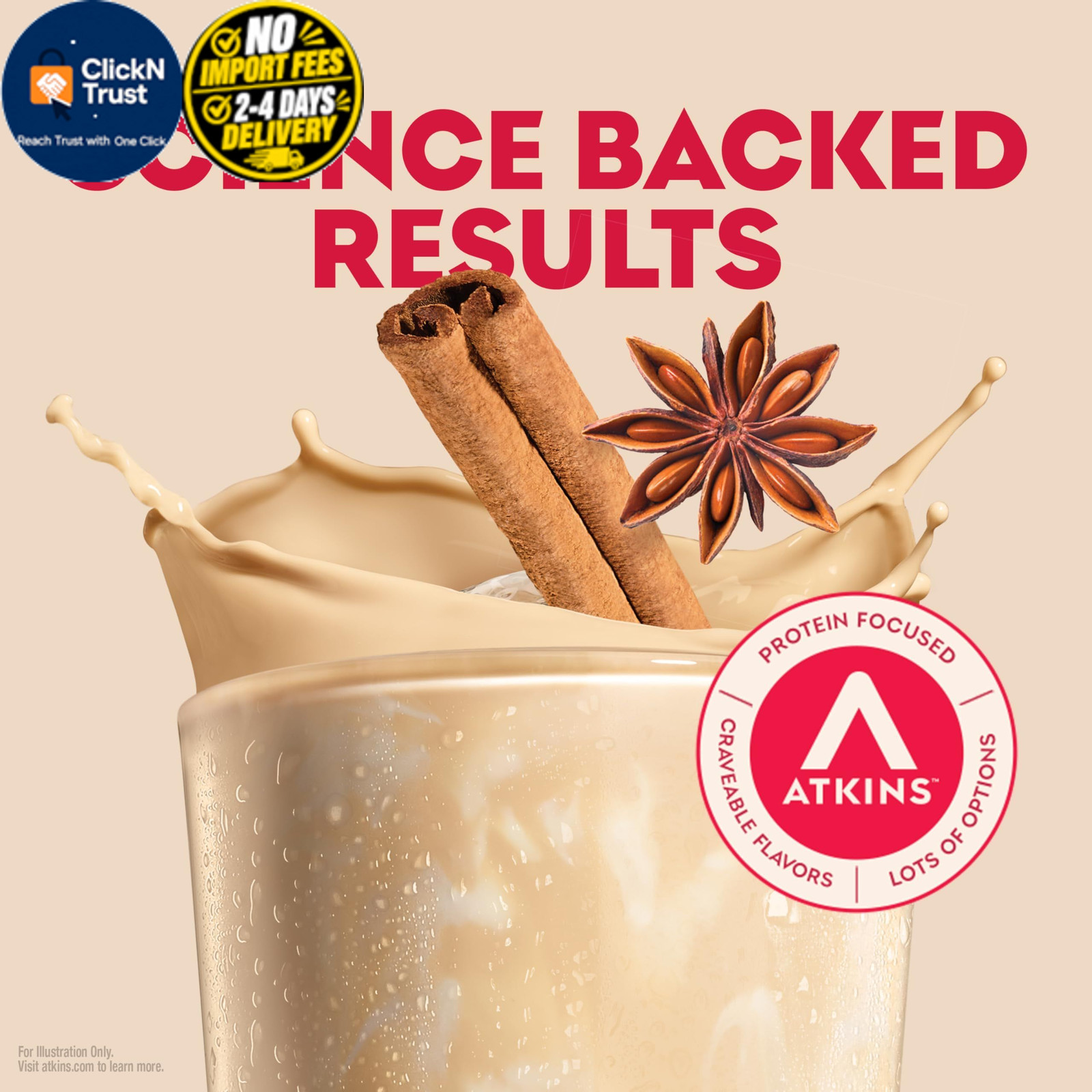 Atkins Chai Tea Latte Flavored Protein Shake, High 11 Fl Oz (Pack of 12)