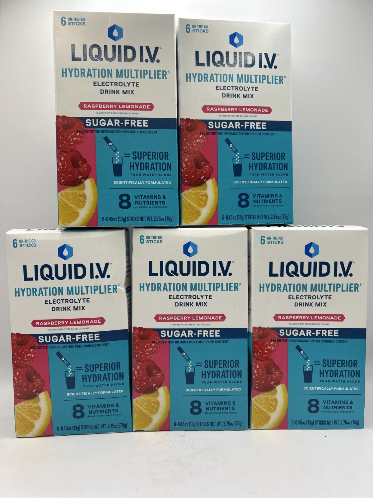5x Liquid IV Electrolyte Drink Mix Raspberry Lemonade 6 On-The-Go Sticks 10/27