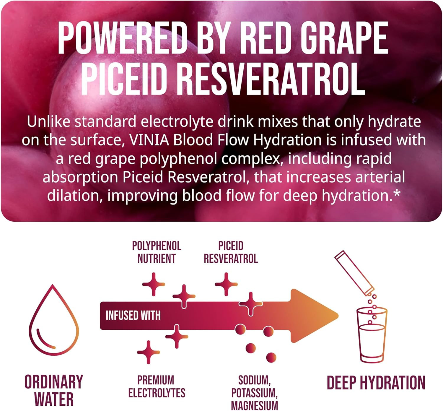 Resveratrol Electrolyte Hydration Powder Mix | Boost Blood Flow & Circulation |