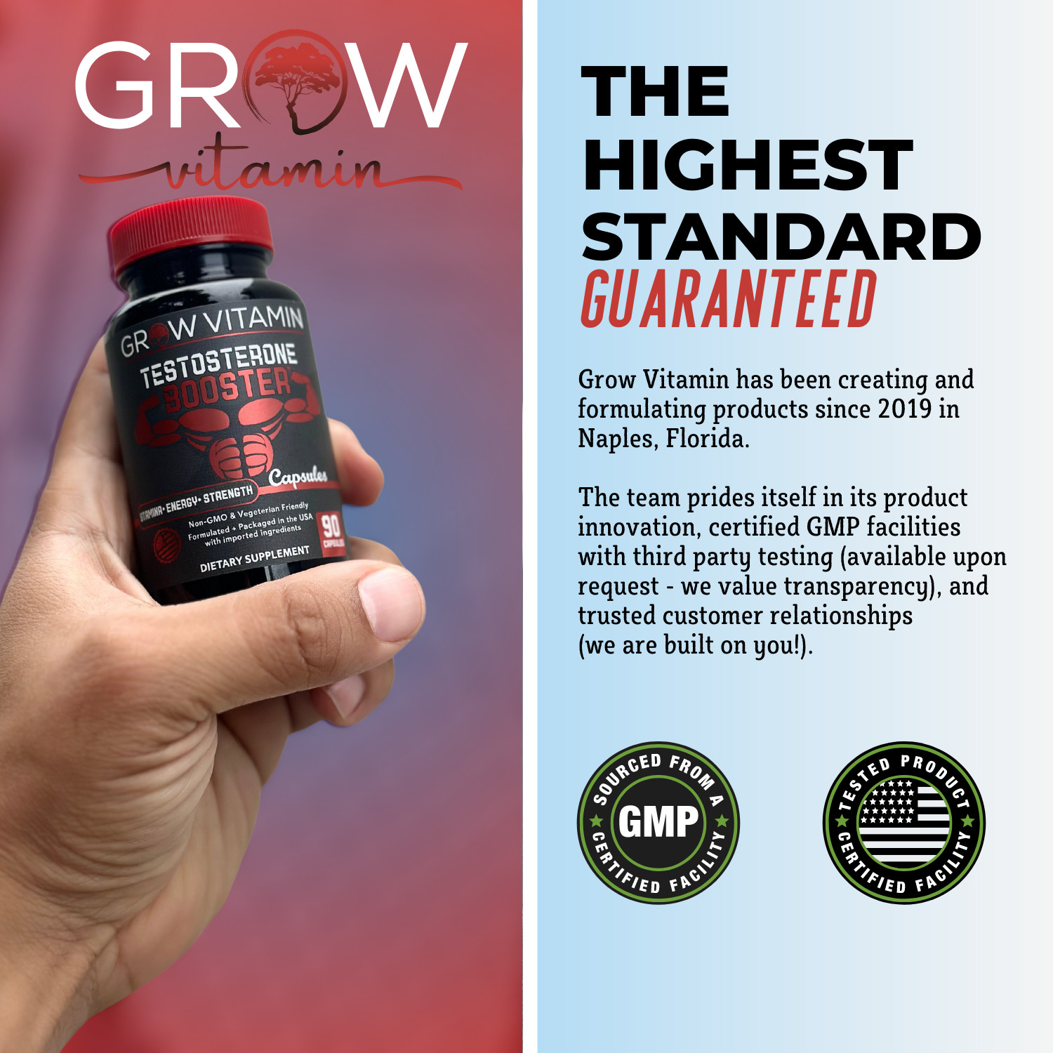 Strongest Testosterone Booster Men Performance, Libido Stamina Energy Pills 60ct