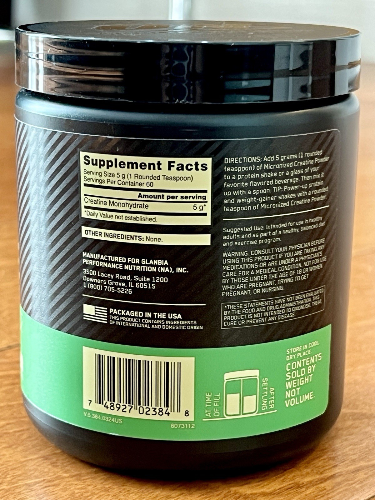 Optimum Nutrition Creatine Monohydrate Powder Unflavored 300g 60 Servings