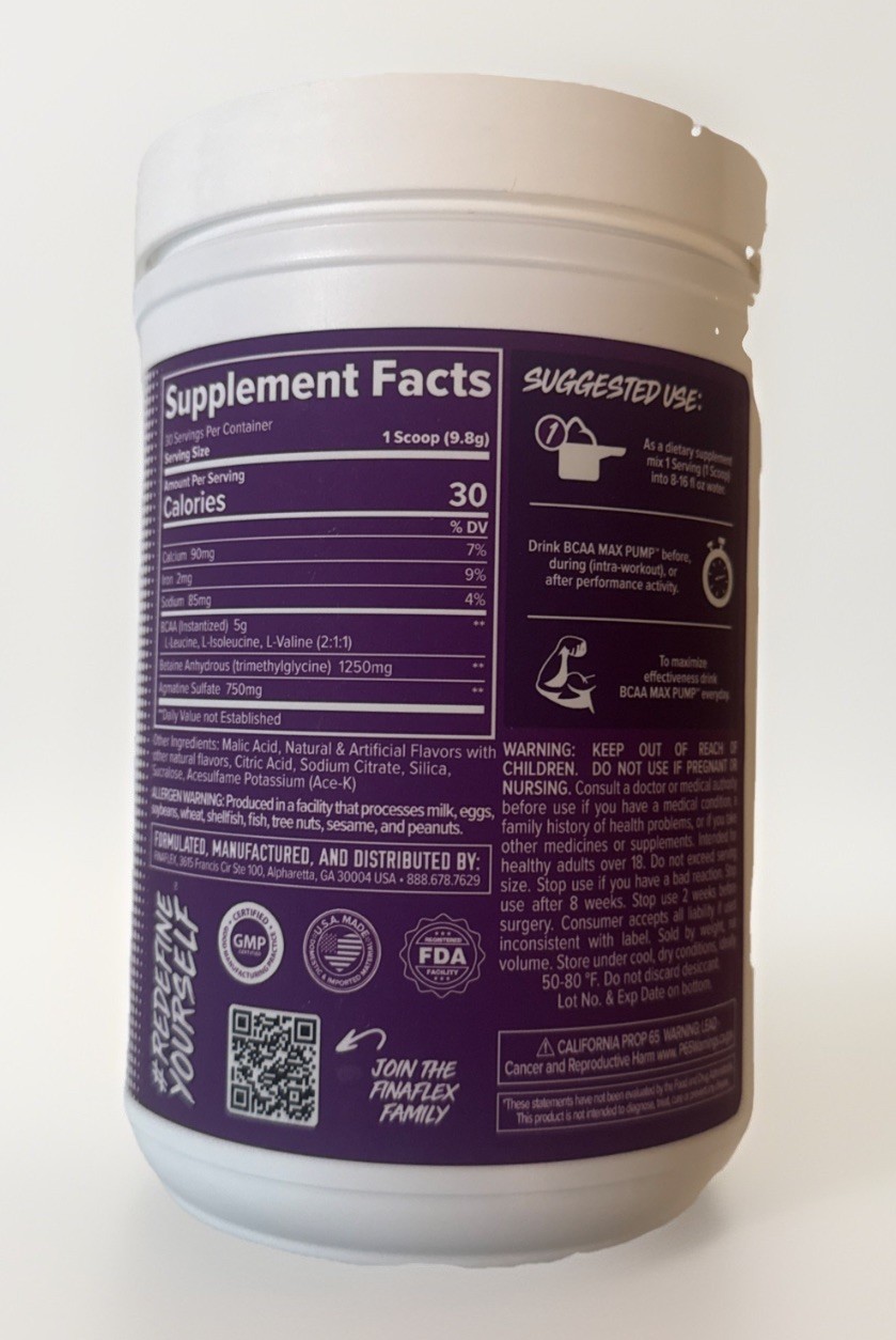 FINAFLEX BCAA Max Pump Intra Workout Supplement 30 Servings for Endurance Rec…