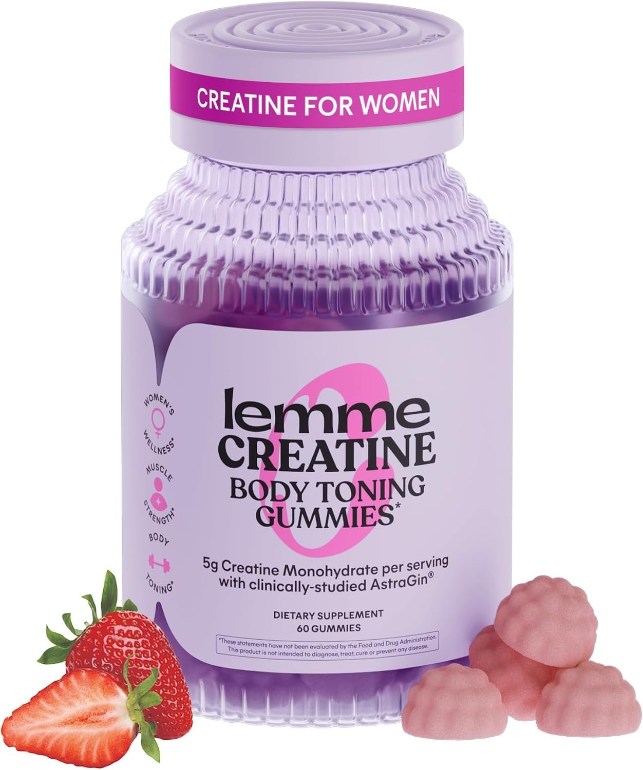Creatine Monohydrate Gummies, Sour Strawberry 60 Gummies | 5g Creatine for Le…