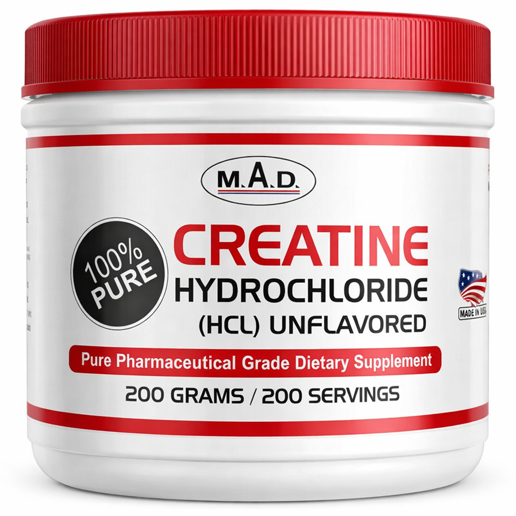 Creatine HCL 200g Micronized Powder No Bloating Strength Supplement