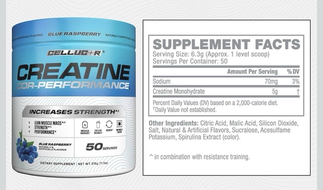 Cellucor Cor-Performance Creatine Fitness Blue Raspberry Flavor Exp 08/2026