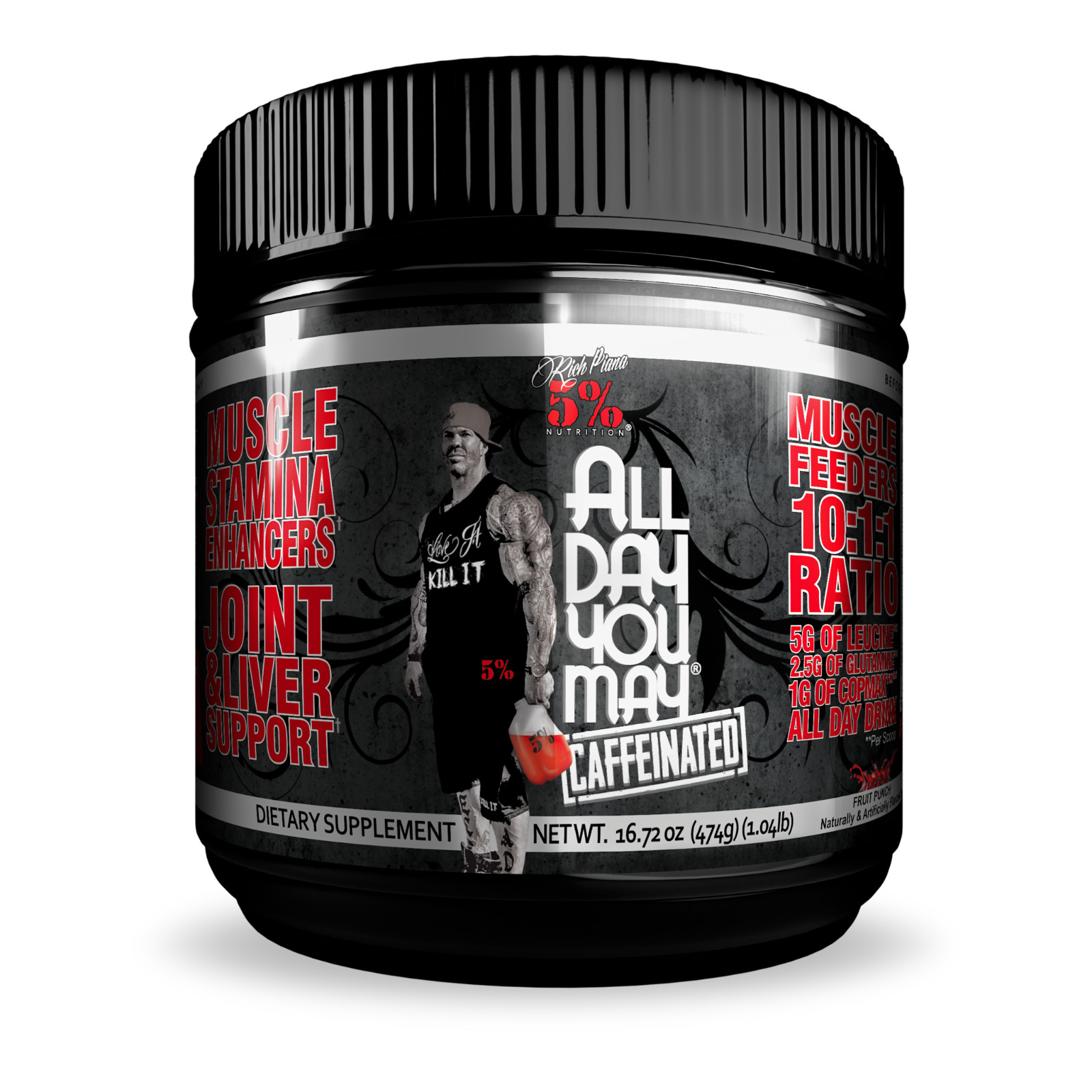 5% Nutrition Rich Piana All Day You May | CAFFEINATED | BCAA AMINO ALL FLAVORS
