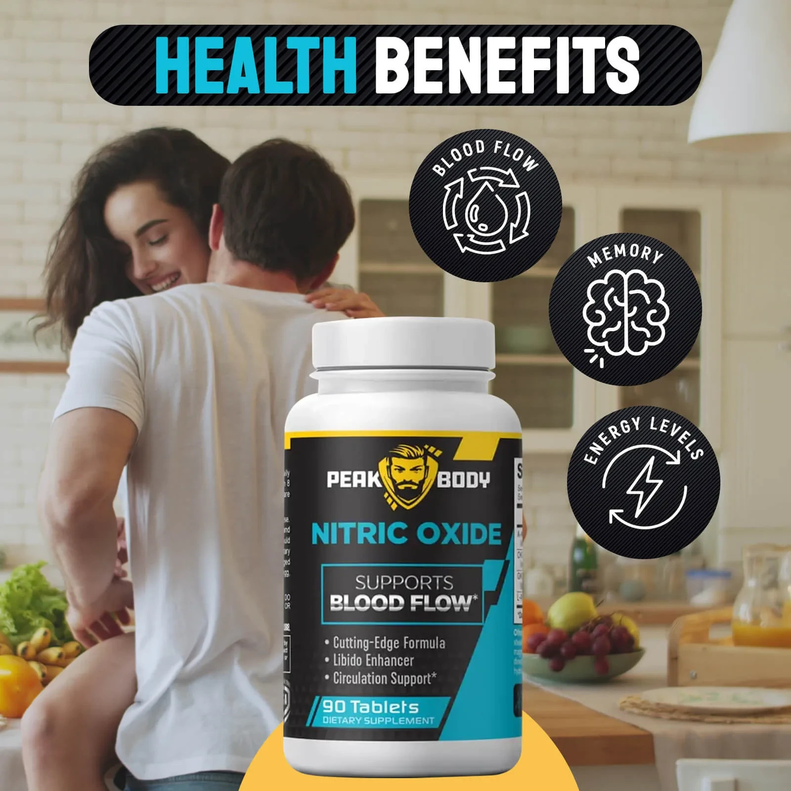 PeakBody Nitric Oxide 90 Tablets – Max Strength Blood Flow & Libido Support