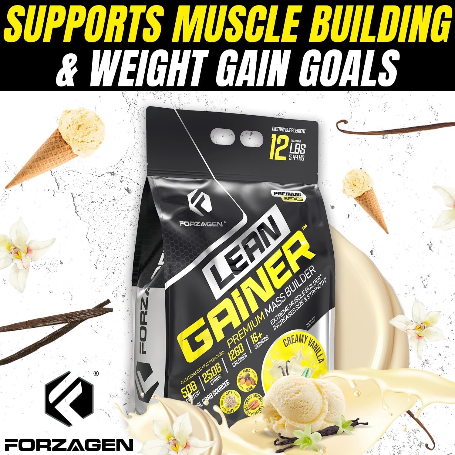 Forzagen Lean Gainer Premium Mass Builder | Mass Gainer Protein Powder for