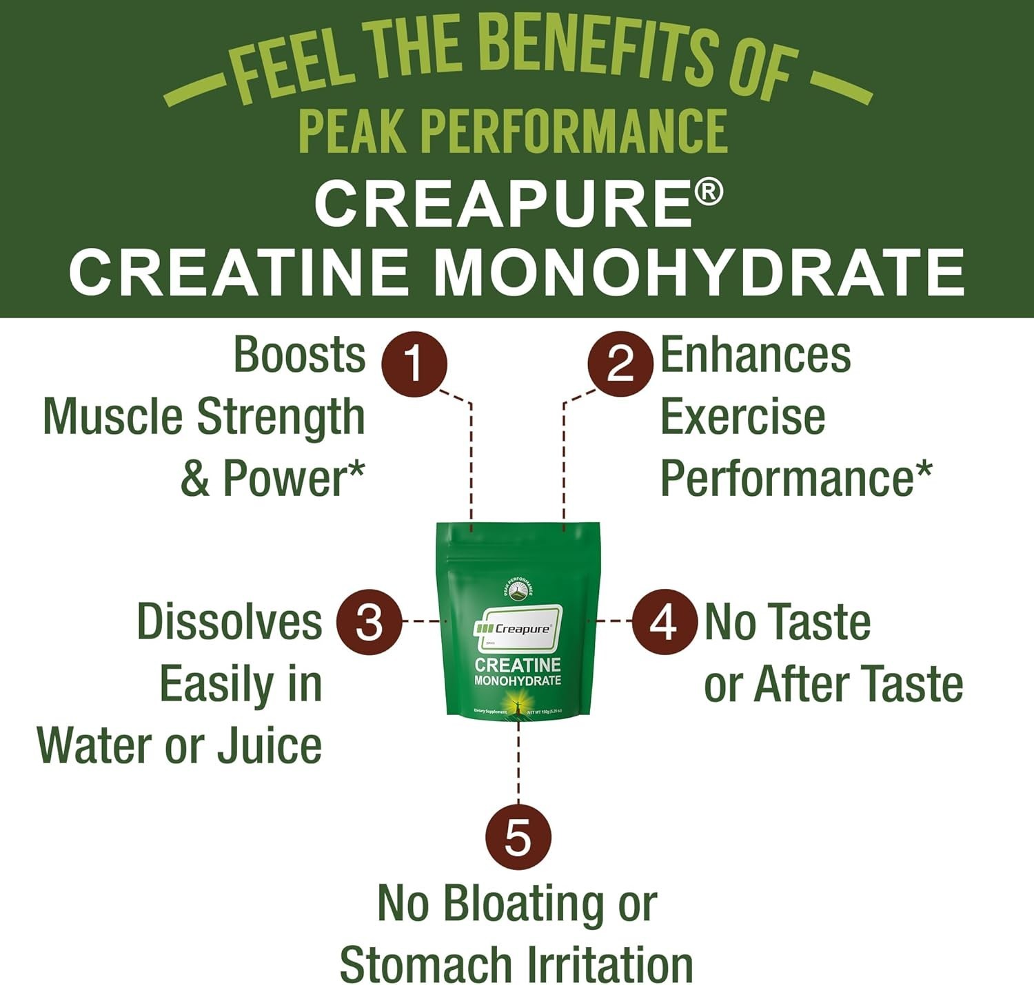 Creapure Creatine Monohydrate Powder. Ultra High Purity German Made Creatine wit