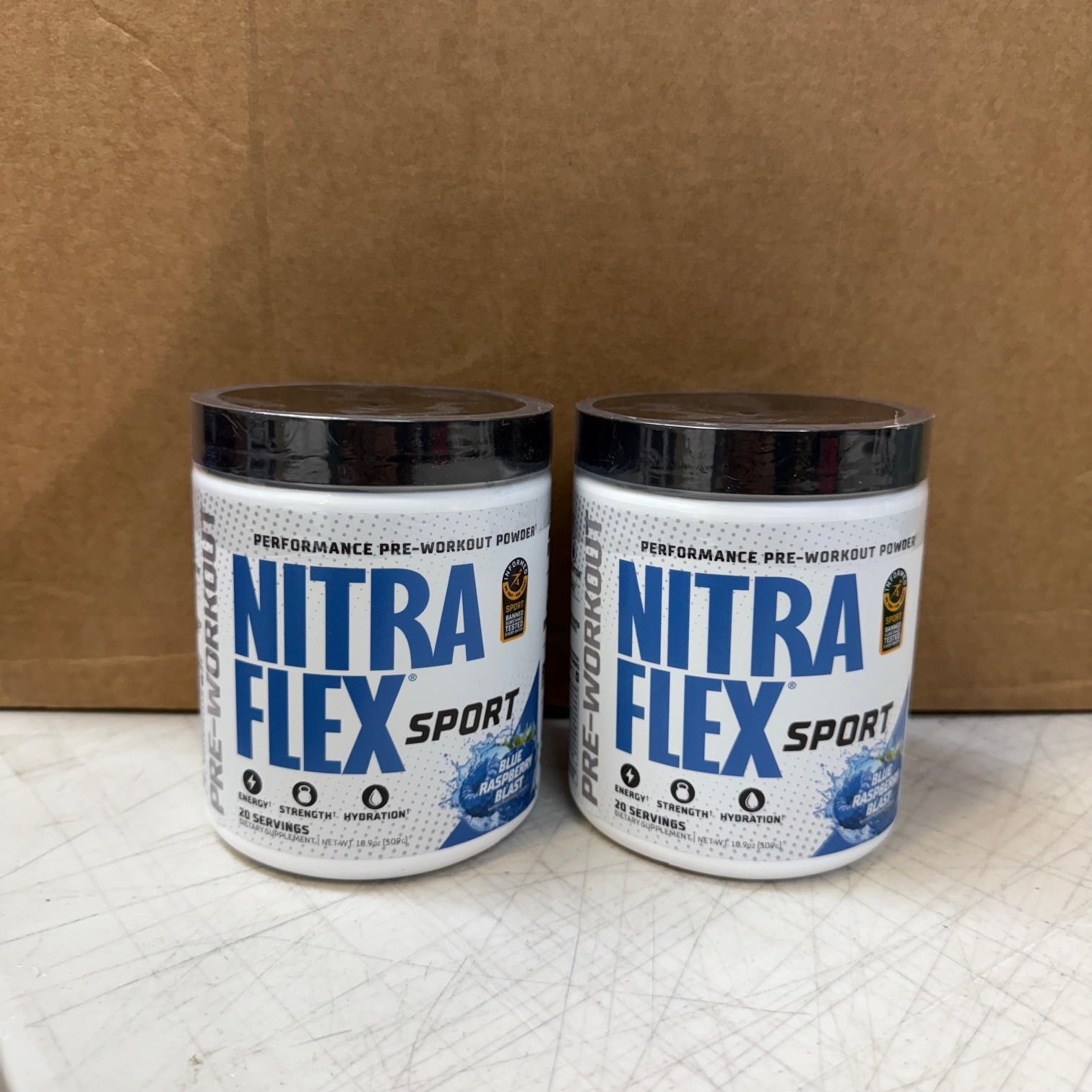 2x NITRAFLEX SPORT Performance Pre-Workout Energy Hydration Blue Raspberry Blast