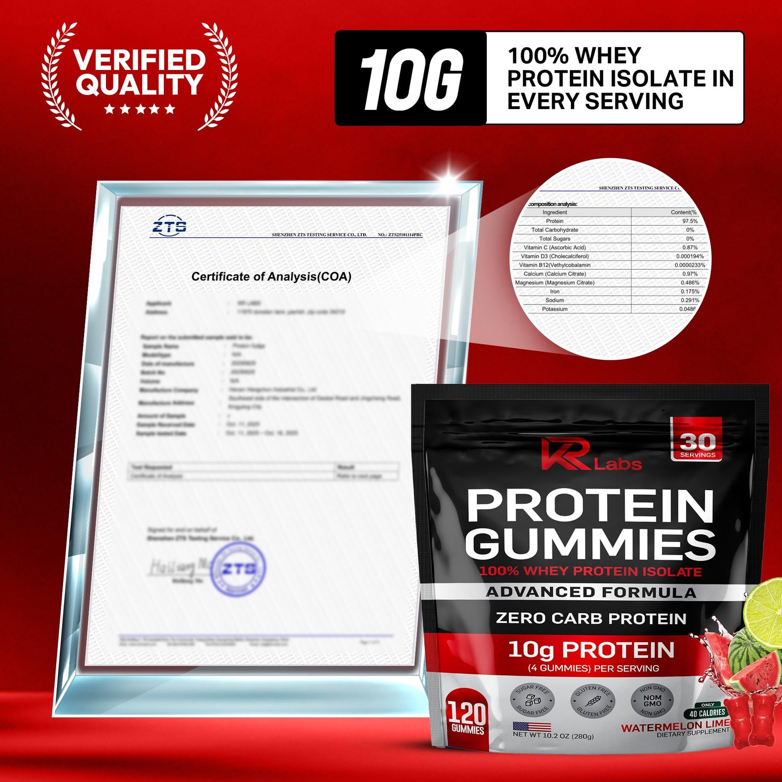 KR Labs Whey Isolate Gummies Watermelon Lime
