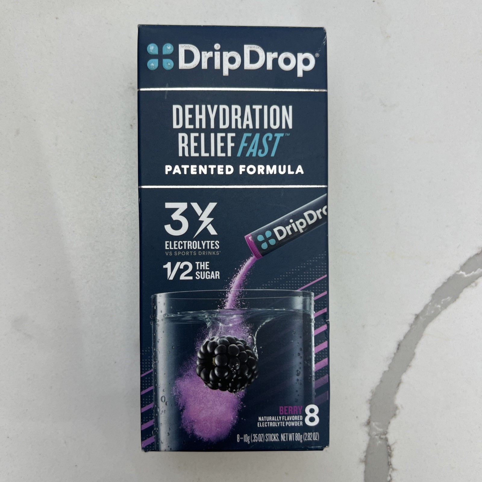 DripDrop Dehydration Relief Fast 3 Boxes = 24 Berry Electrolyte Sticks EX 06/26+